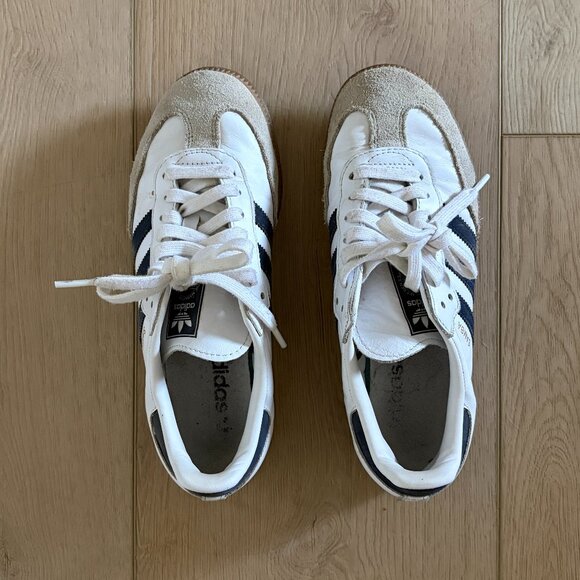 Adidas Samba White Navy Womens 6.5 - Picture 3 of 6